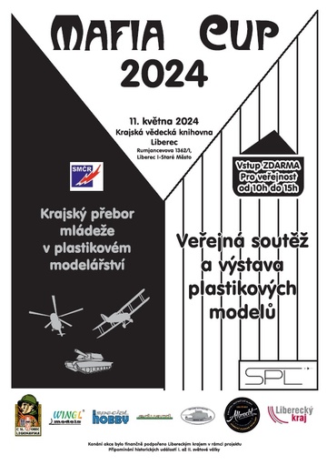 Plakát Krajský přebor mládeže v plastikovém modelářství a veřejná soutěž Mafia Cup 2024