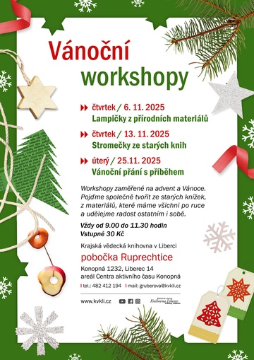 Plakát Vánoční dílnička v Ruprechticích: lampičky z přírodních materiálů