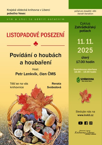 Plakát Povídání o houbách a houbaření