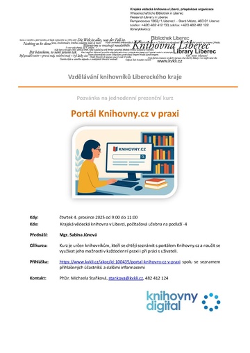 Plakát Portál Knihovny.cz v praxi