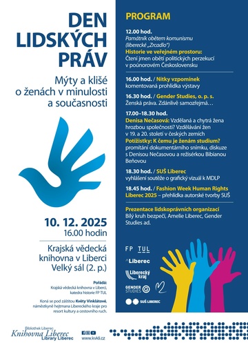 Plakát Den lidských práv: Mýty a klišé o ženách v minulosti a současnosti