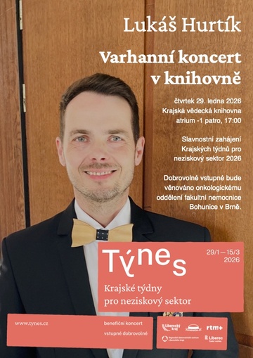 Plakát Varhanní koncert v knihovně – Lukáš Hurtík