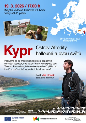 Plakát Dny evropských zemí: Kypr, ostrov Afrodity, halloumi a dvou světů
