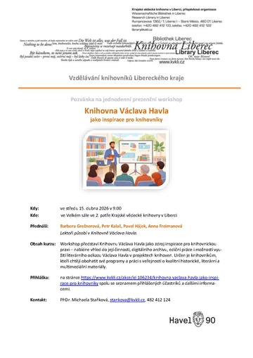 Plakát Knihovna Václava Havla jako inspirace pro knihovníky