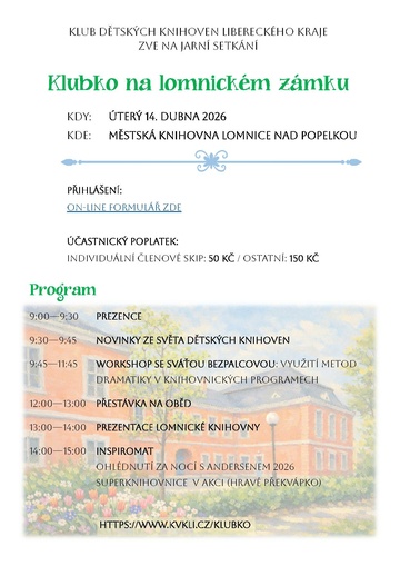Plakát Setkání Klubu dětských knihoven Libereckého kraje