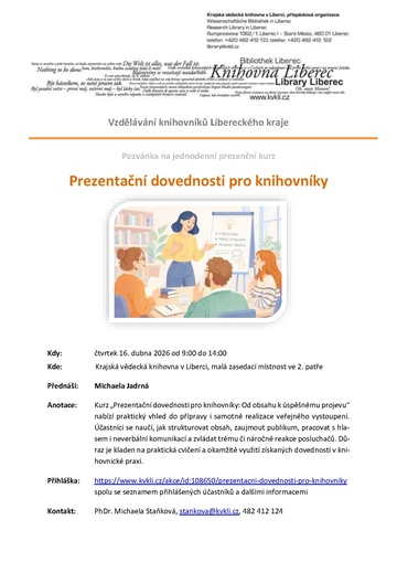 Plakát Prezentační dovednosti pro knihovníky