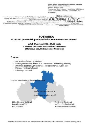 Plakát Porada městských knihoven okresu Liberec