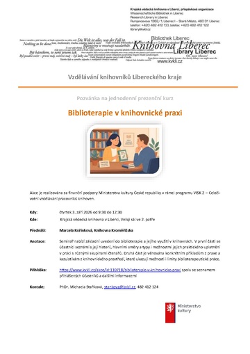 Plakát Biblioterapie v knihovnické praxi