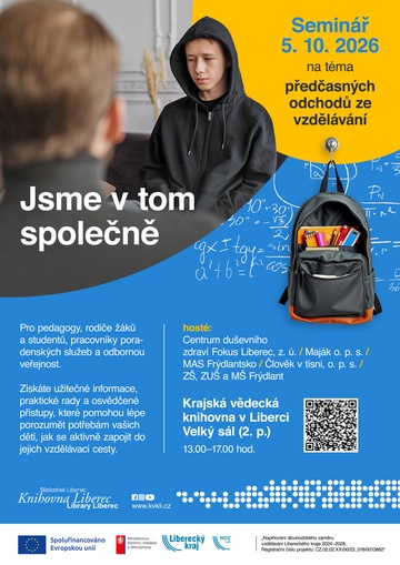 Plakát Jsme v tom společně: Seminář na téma předčasných odchodů ze vzdělávání
