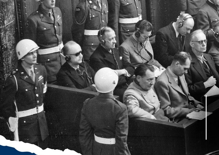 Plakát Limity spravedlnosti?!  Od Norimberského tribunálu přes retribuci v českých zemích až k Haagu