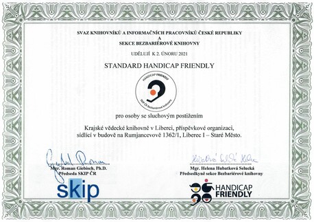 Plakát Knihovna získala certifikát Handicap Friendly!