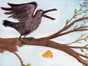 Die Krähe und der Fuchs - ein Bild, das für das Projekt erstellt wurde, Autorin Anna Mastníková