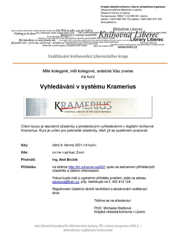 Plakát Vyhledávání v systému Kramerius pro pokročilé