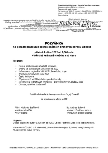 Plakát Porada městských knihoven okresu Liberec