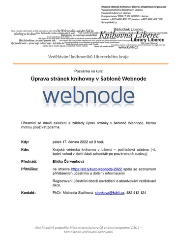 Plakát Úprava stránek knihovny v šabloně Webnode