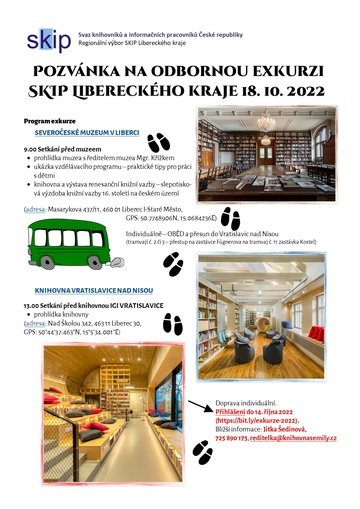 Plakát Studijní cesta do Severočeského muzea v Liberci a knihovny ve Vratislavicích