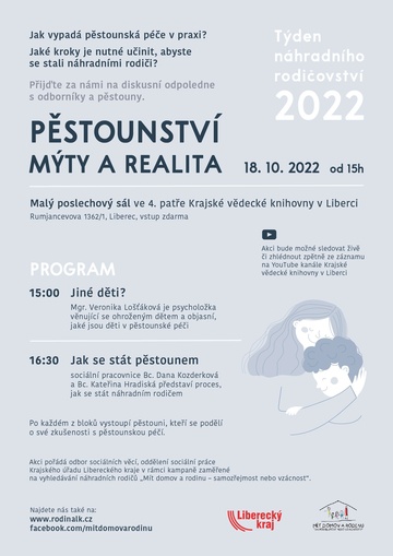 Plakát Týden náhradního rodičovství v LK - výběr pořadů