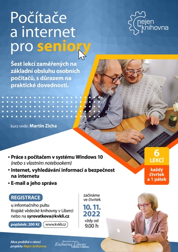 Plakát Počítač a internet pro seniory