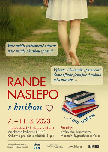 Plakát Rande naslepo aneb Vaše médii podlomené zdraví naše rande s knihou spraví! (BMČ)