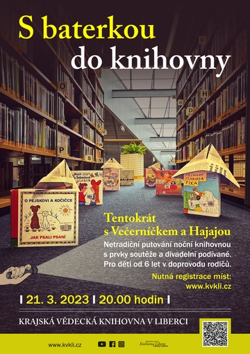 Plakát S baterkou do knihovny... tentokrát s Večerníčkem a Hajajou