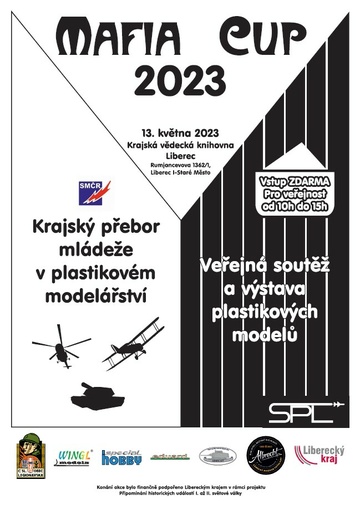 Plakát Krajský přebor mládeže v plastikovém modelářství a veřejná soutěž MAFIA CUP 2023