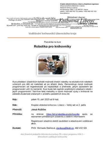 Plakát Robotika pro knihovníky