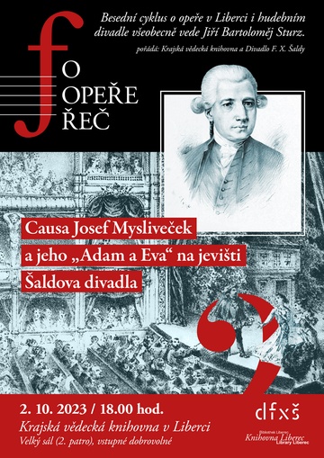Plakát Causa Josef Mysliveček a jeho „Adam a Eva“ na jevišti Šaldova divadla