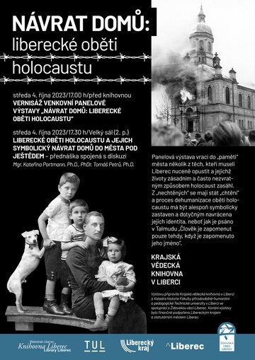 Plakát Liberecké oběti holocaustu a jejich symbolický návrat domů do města pod Ještědem