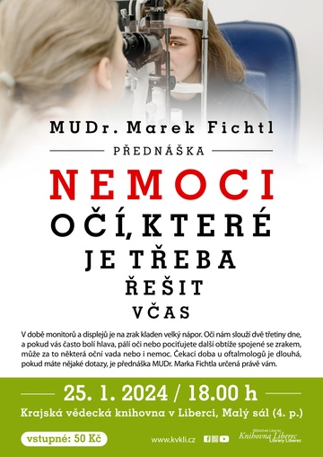 Plakát MUDr. Marek Fichtl: Nemoci očí, které je třeba řešit včas