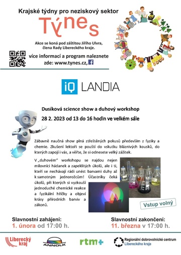 Plakát Dusíková science show a duhový workshop