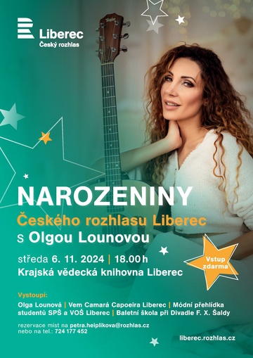 Plakát Narozeniny Českého rozhlasu Liberec s Olgou Lounovou