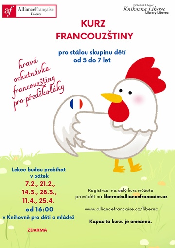 Plakát Kurz francouzštiny pro děti od 5 do 7 let