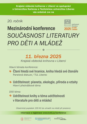 Plakát Mezinárodní konference Současnost literatury pro děti a mládež 2025