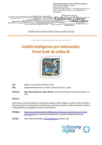 Plakát Umělá inteligence pro knihovníky: První krok do světa AI