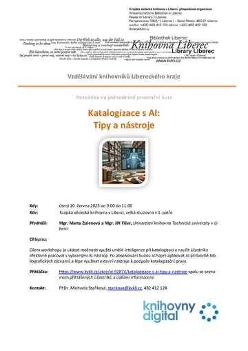 Plakát Katalogizace s AI: Tipy a nástroje