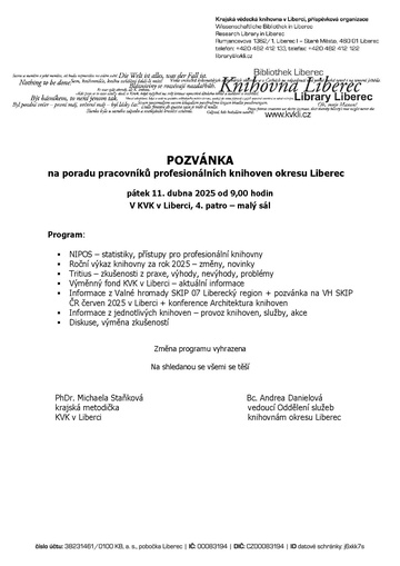 Plakát Porada městských knihoven okresu Liberec