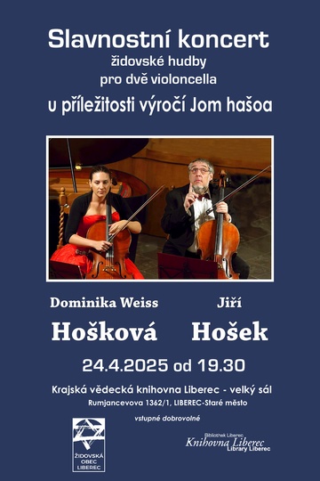 Plakát Slavnostní koncert židovské hudby k 80. výročí Jom hašoa