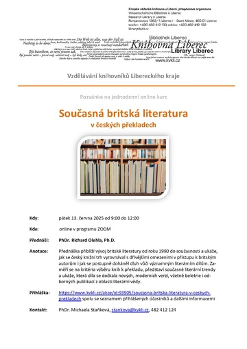 Plakát Současná britská literatura v českých překladech