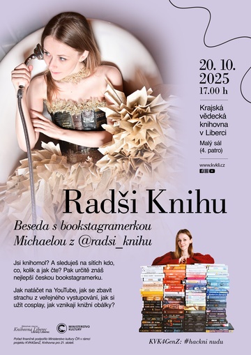 Plakát @radsi_knihu: beseda s českou bookstagramerkou